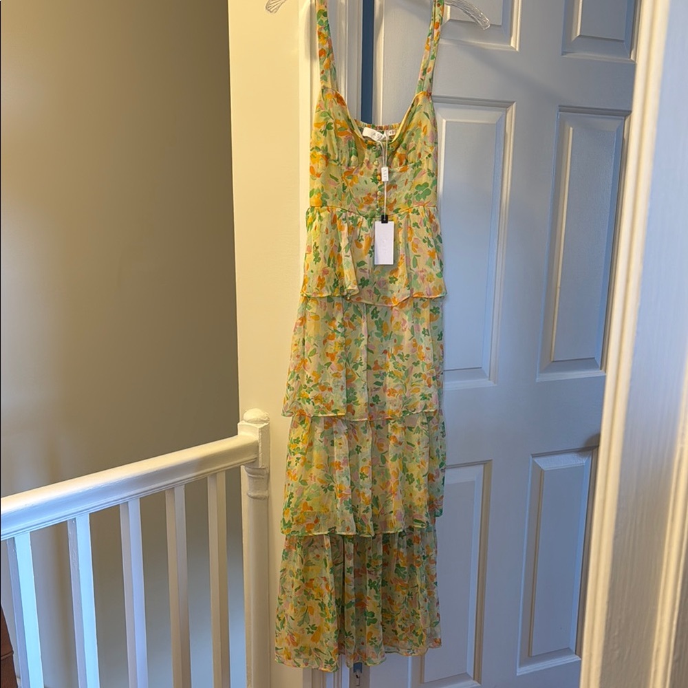 Floral Yellow Tiered Dress